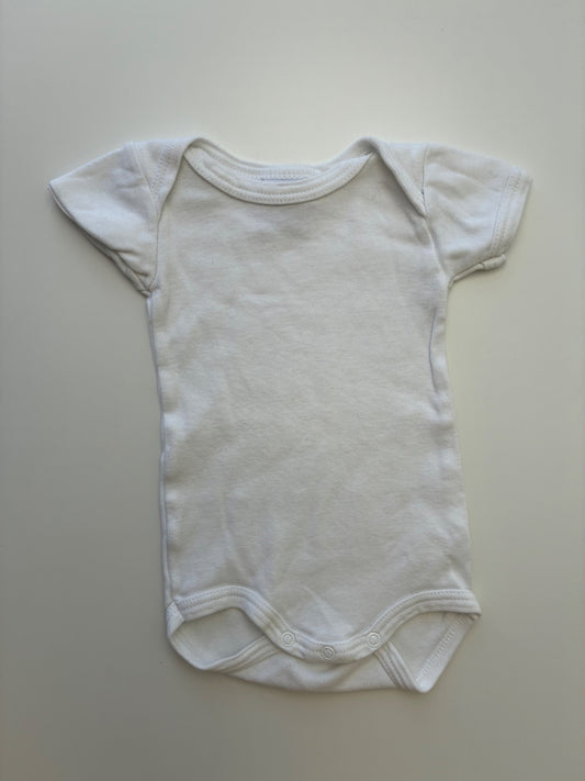 Petit Bateau Onesie - White Solid Short Sleeve | size 1 Month