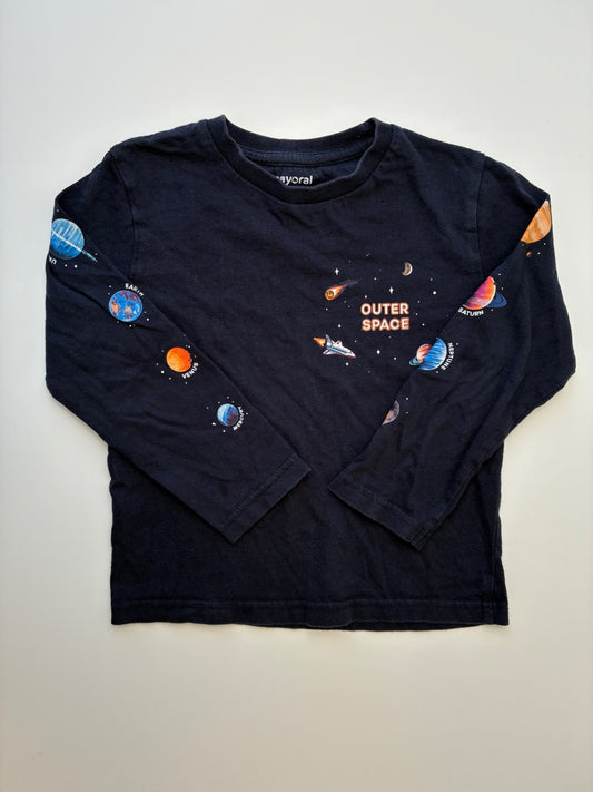 Mayoral Long Sleeve T-Shirt - Navy Blue Planets | size 5T