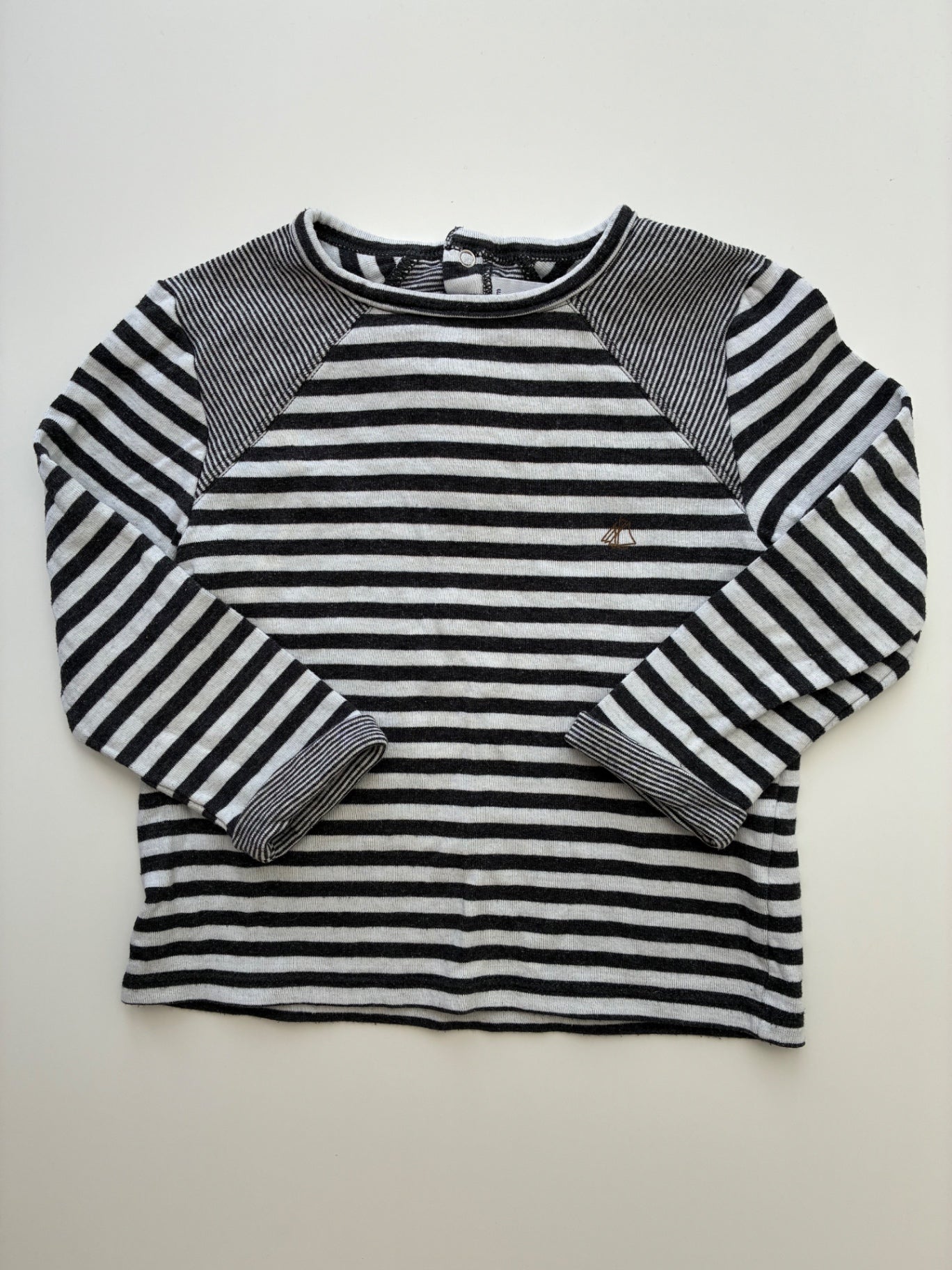 Petit Bateau Long Sleeve T-Shirt - Black Striped | size 36 Months