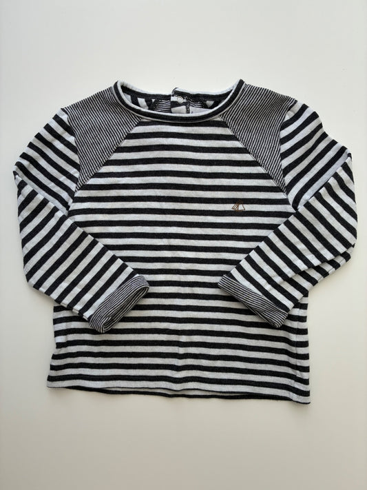 Petit Bateau Long Sleeve T-Shirt - Black Striped | size 36 Months