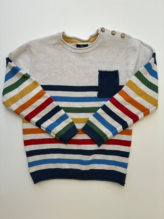 Next US Sweater - Multicolor Striped Roll Hem | size 5T/6