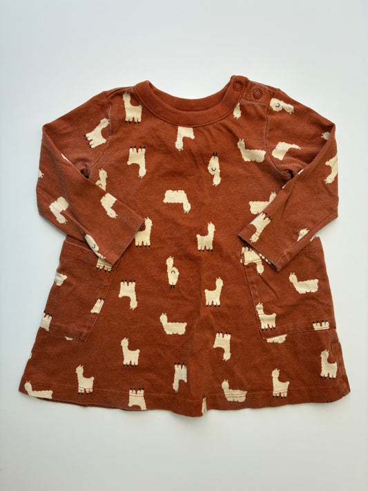 Hanna Andersson Dress - Brown Llamas | size 12 - 18 Months