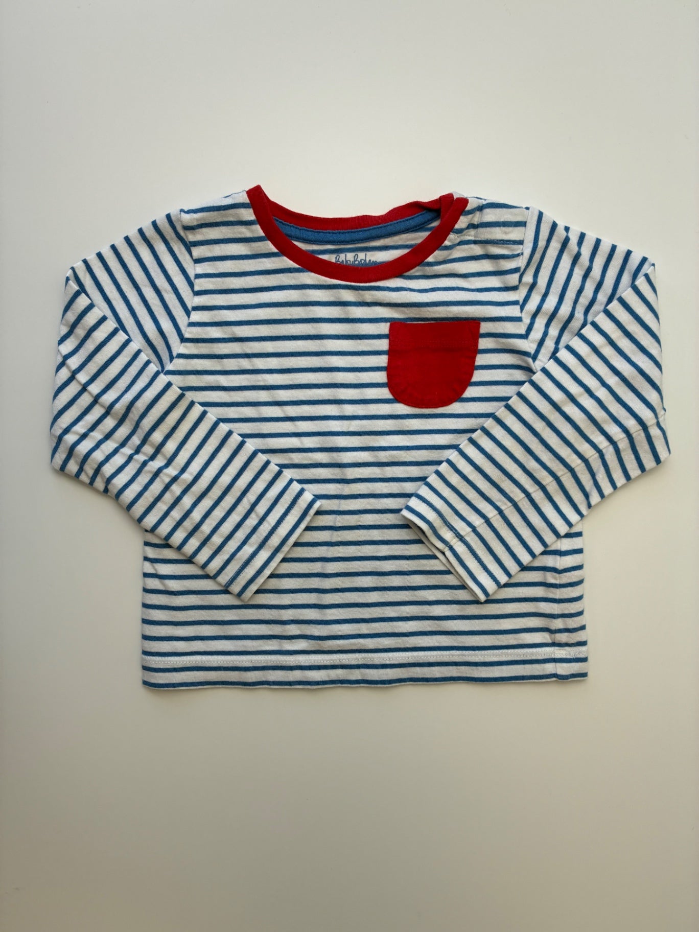 Baby Boden Long Sleeve T-Shirt - Blue Striped | size 9 - 12 Months