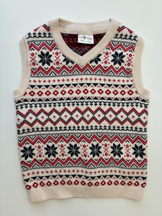 So Cute Sweater - Multicolor Snowflake Pattern Vest | size 2T/3T
