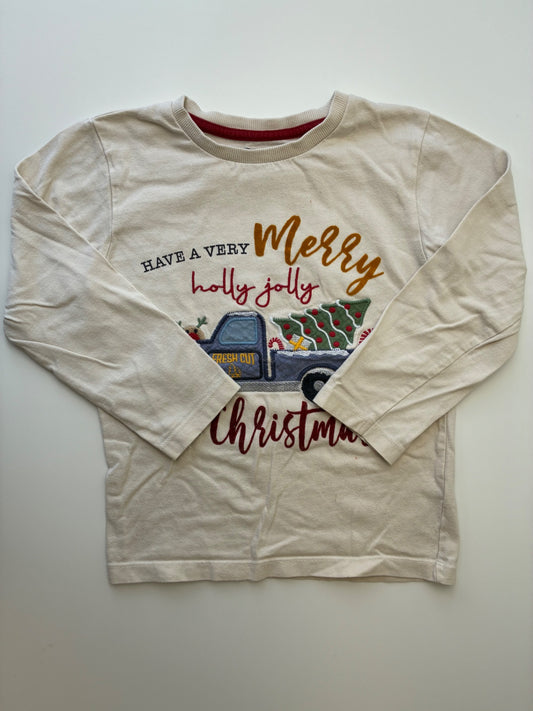 Next US Long Sleeve T-Shirt - Tan Holly Jolly Truck | size 5T/6