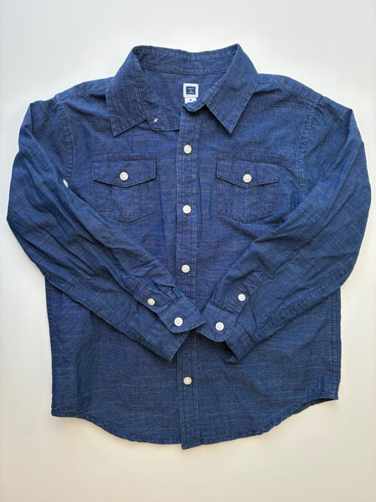 Janie and Jack Shirt - Navy Blue Striped Button Up | size 6