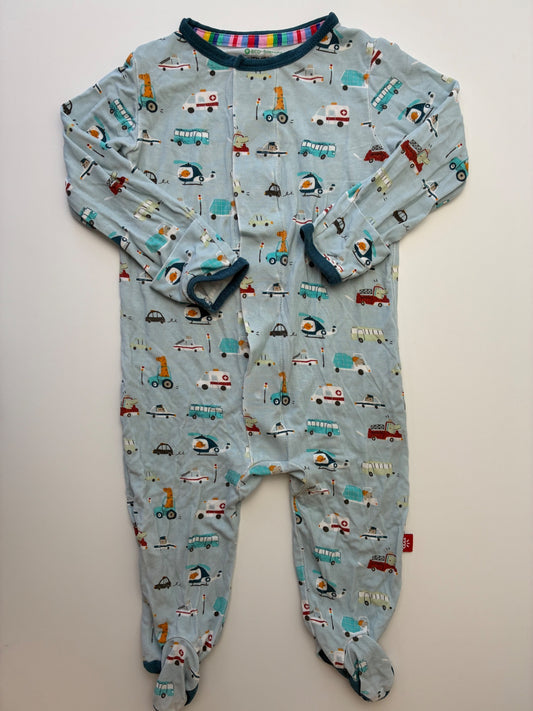 Magnetic Me Onesie - Blue Animals + Vehicles | size 3 - 6 Months