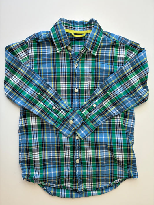 Gap Kids Shirt - Blue Plaid Button Up | size 6/7