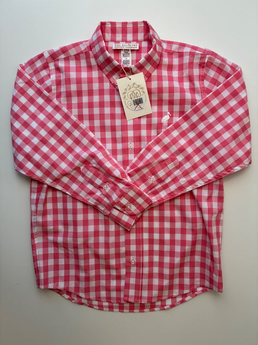 Beaufort Bonnet Shirt - Pink Gingham Button Down | size 6