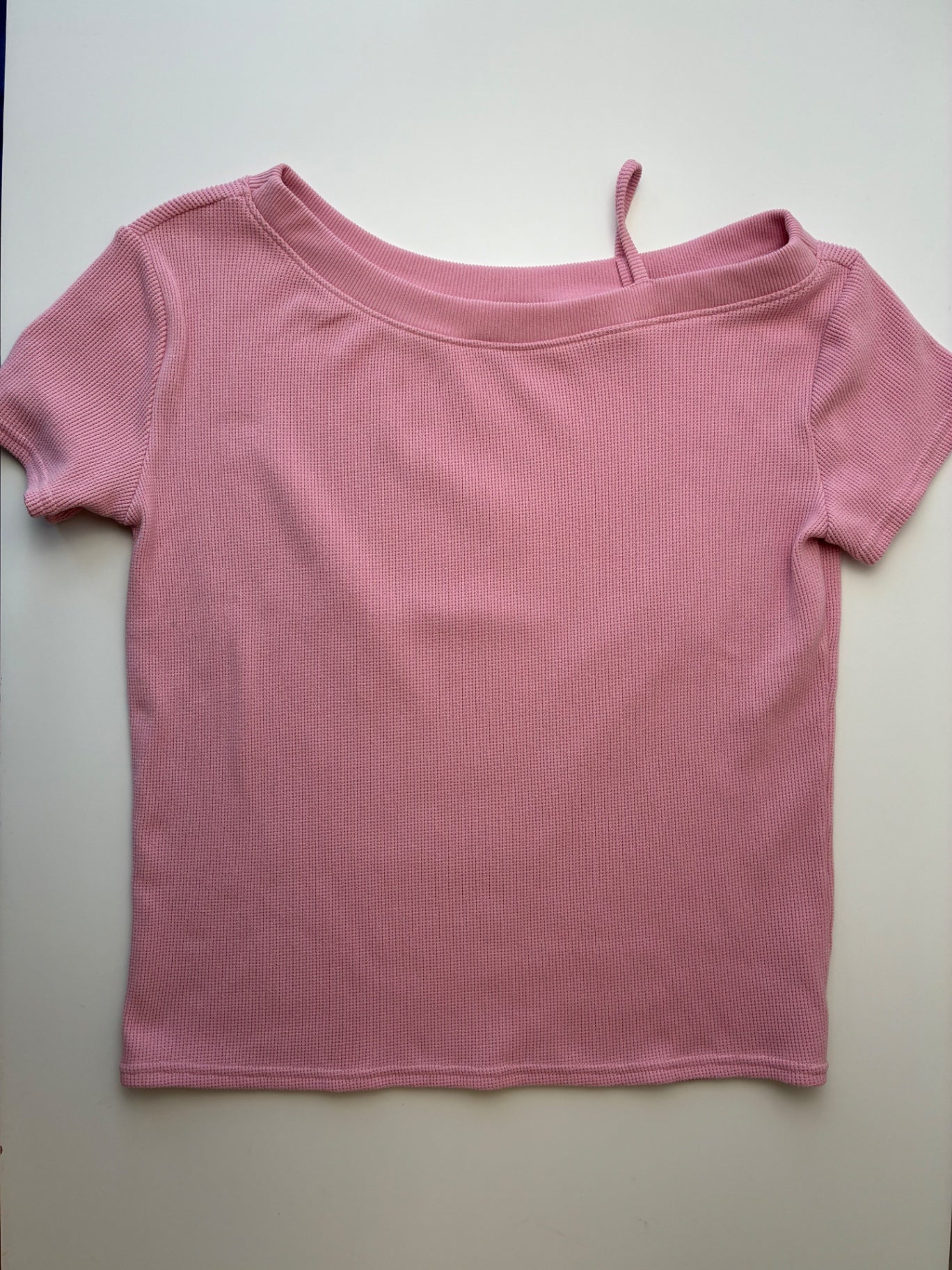 Abercrombie Kids Shirt - Pink Waffle Knit Cold Shoulder | size 13/14