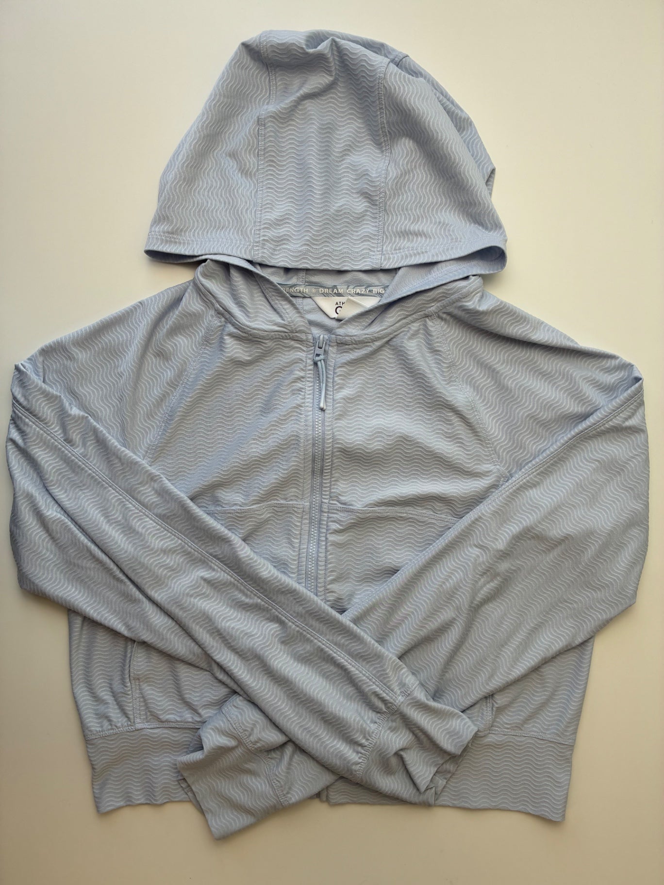 Athleta Girl Sweatshirt - Blue Textured Zip Up Hoodie | size 16