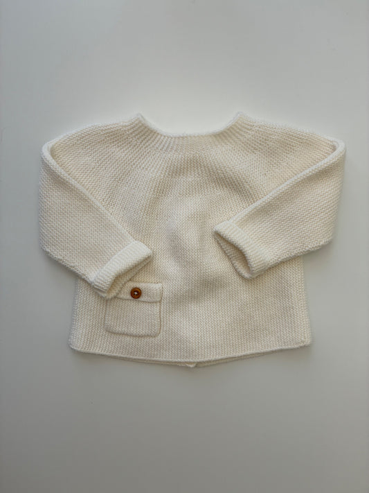 Zara Sweater - Cream Button Back | size 1 - 3 Months