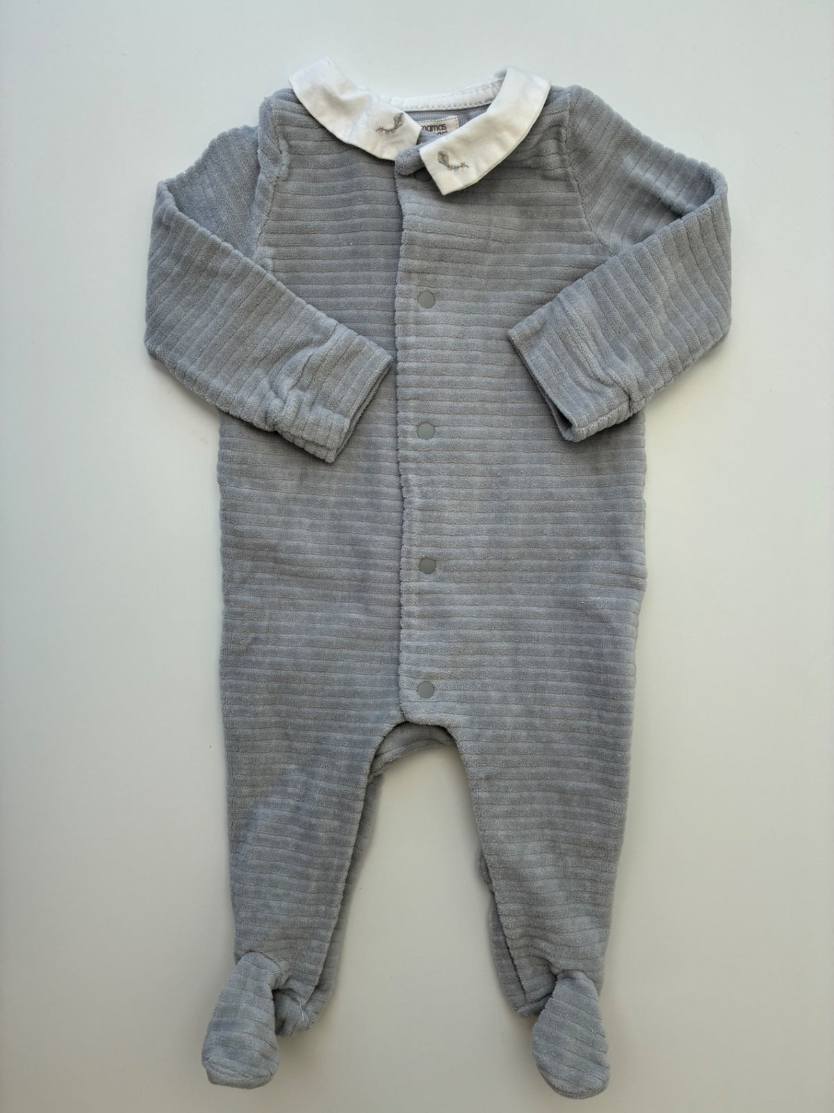 Mamas & Papas Onesie - Gray Ribbed Velour | size 0 - 1 Months
