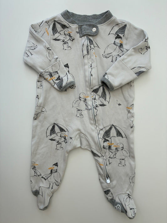 Burt's Bees Baby Onesie - Gray Birds | size 0 - 3 Months