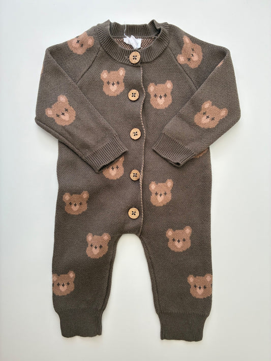 Jamie Kay Onesie - Green 100% Cotton Bears | size 0 - 3 Months