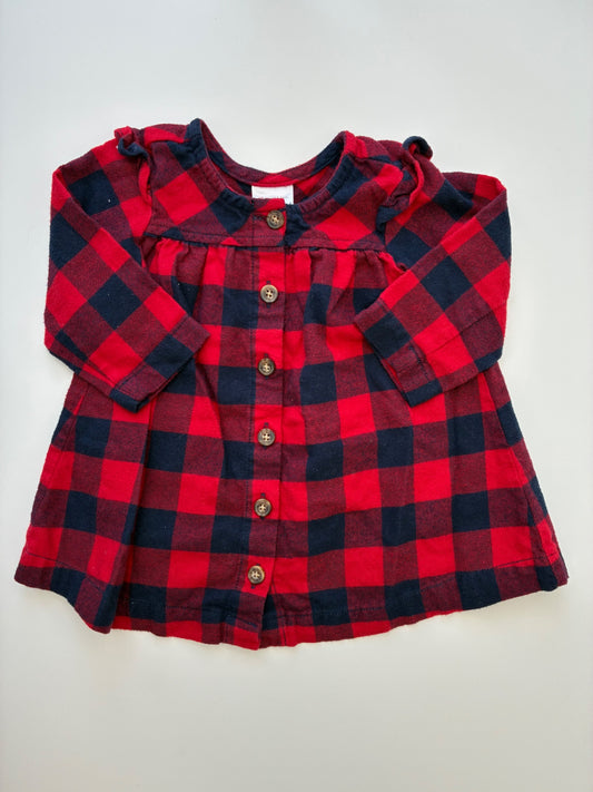 Hanna Andersson Dress - Red Buffalo Check Flannel | size 3 - 6 Months