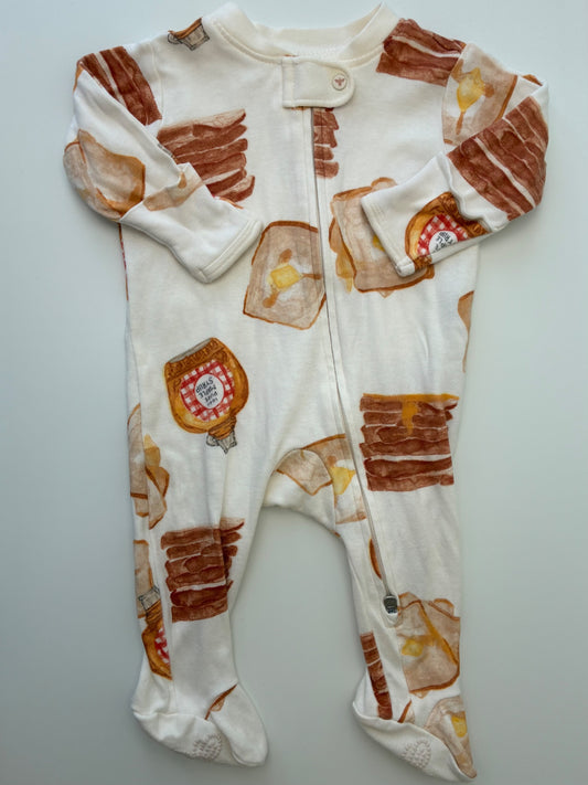 Burt's Bees Baby Onesie - White Breakfast Foods | size 0 - 3 Months