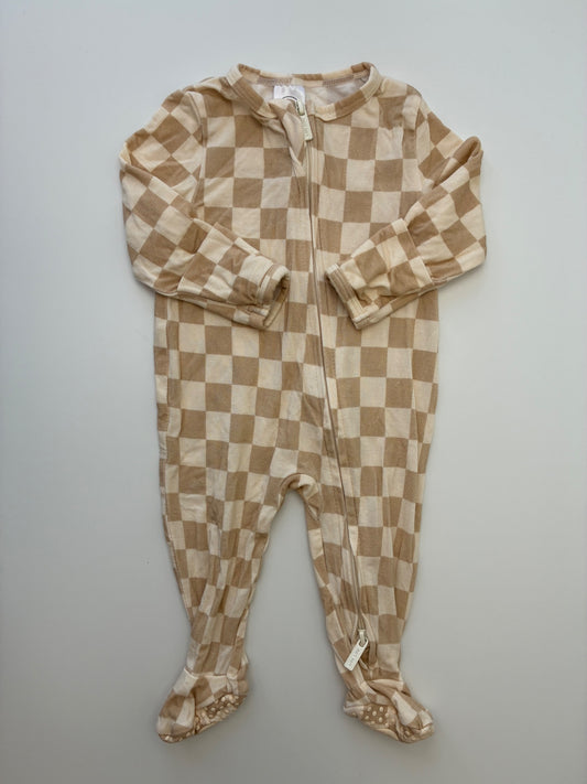 Lou Lou Onesie - Cream Checkered | size 0 - 3 Months