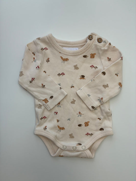 Jamie Kay Onesie - Cream 100% Organic Cotton Woodland Creatures | size 0 - 3 Months