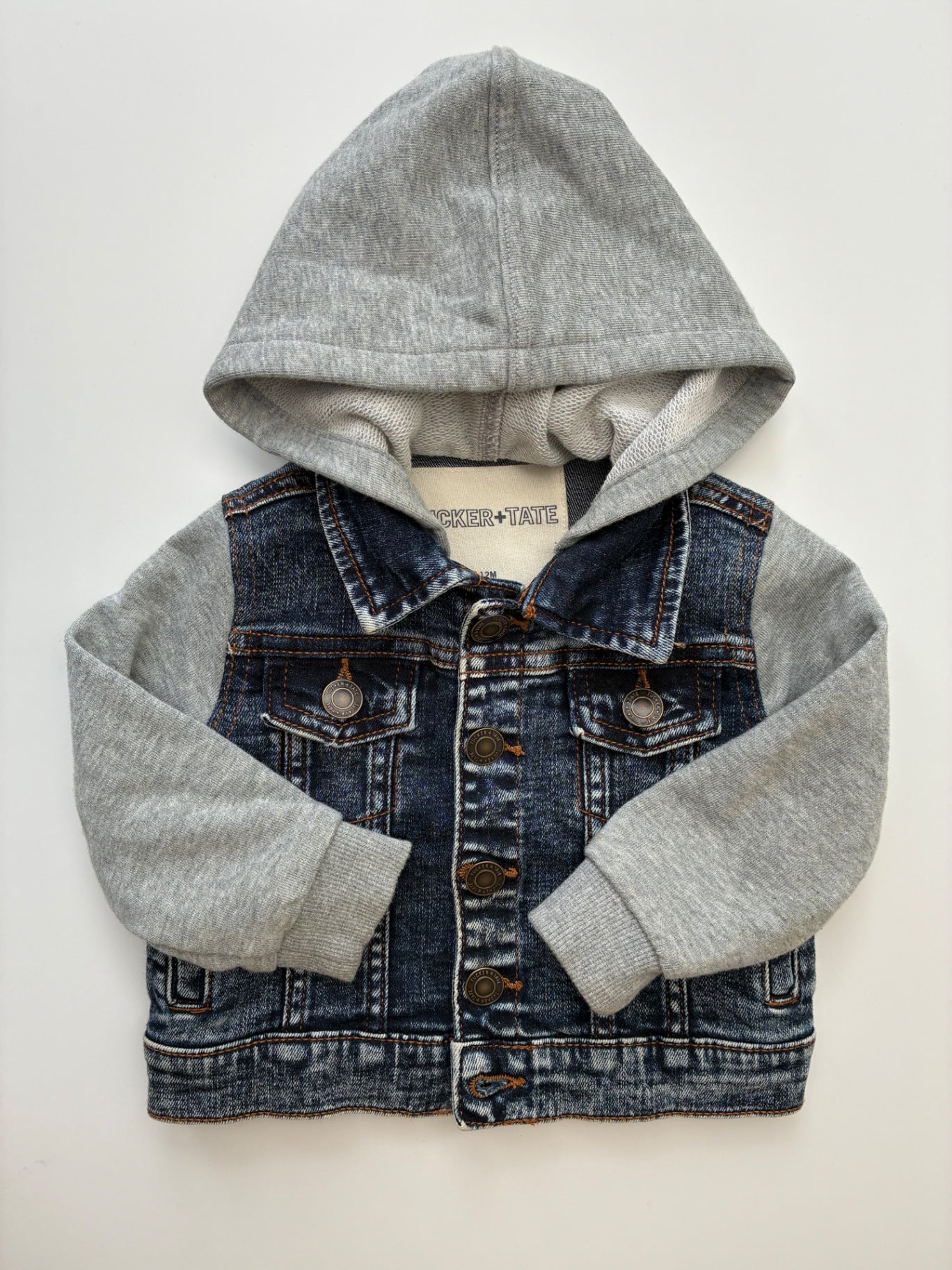 Tucker + Tate Jacket - Gray Denim + French Terry | size 12 Months