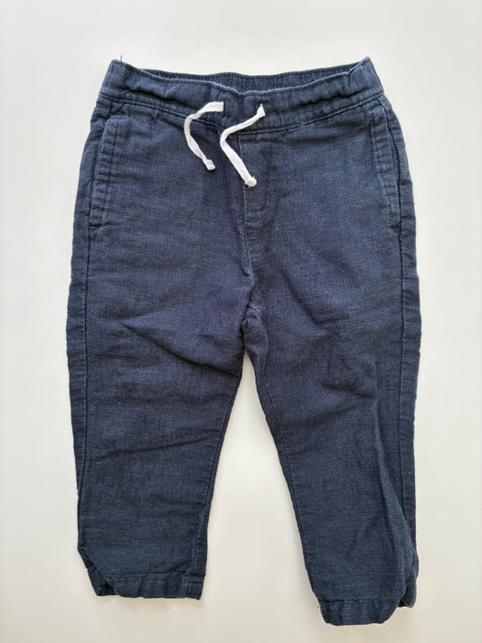 Janie and Jack Pants - Navy Blue Linen Cotton | size 18 - 24 Months