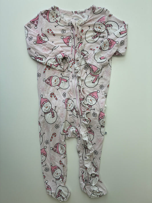Caden Lane Onesie - Pink Snowmen | size 3 - 6 Months