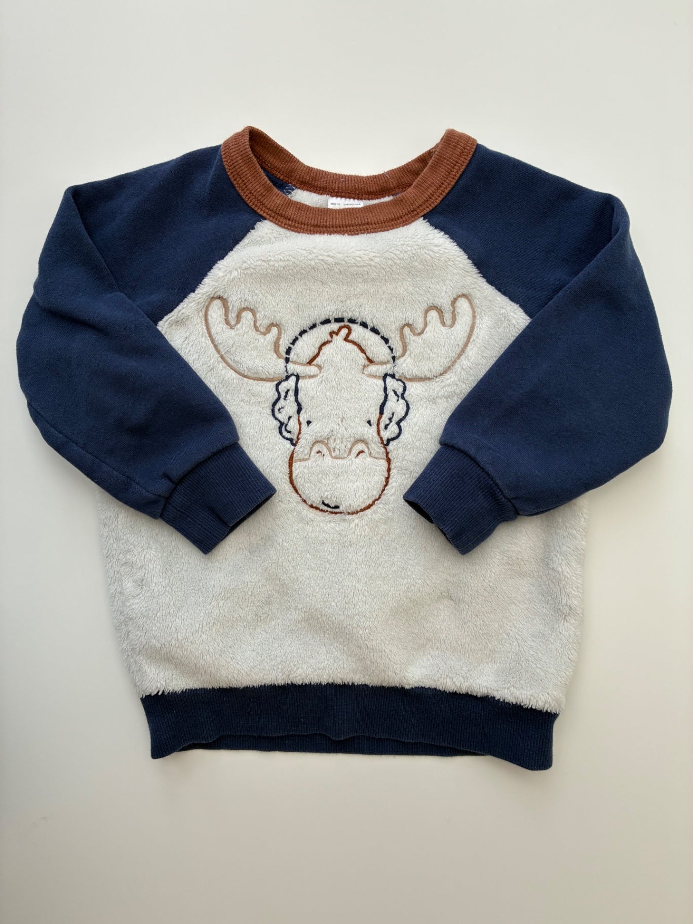 Carter's Sweatshirt - Gray Fuzzy Moose Crewneck | size 2T