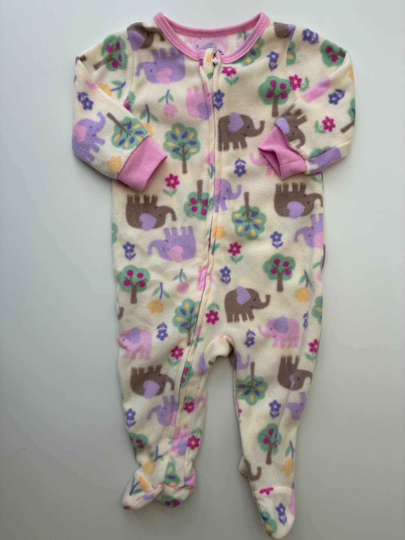 Kids Headquarters Onesie - Multicolor Fleece Elephants | size 6 Months