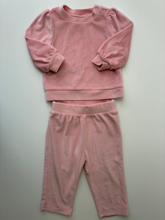 Nordstrom 2 Piece Ensemble - Pink Fleece Long Sleeve + Sweatpants | size 9 Months