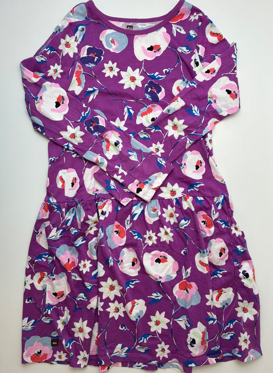 Tea Dress - Purple Floral Long Sleeve | size 14