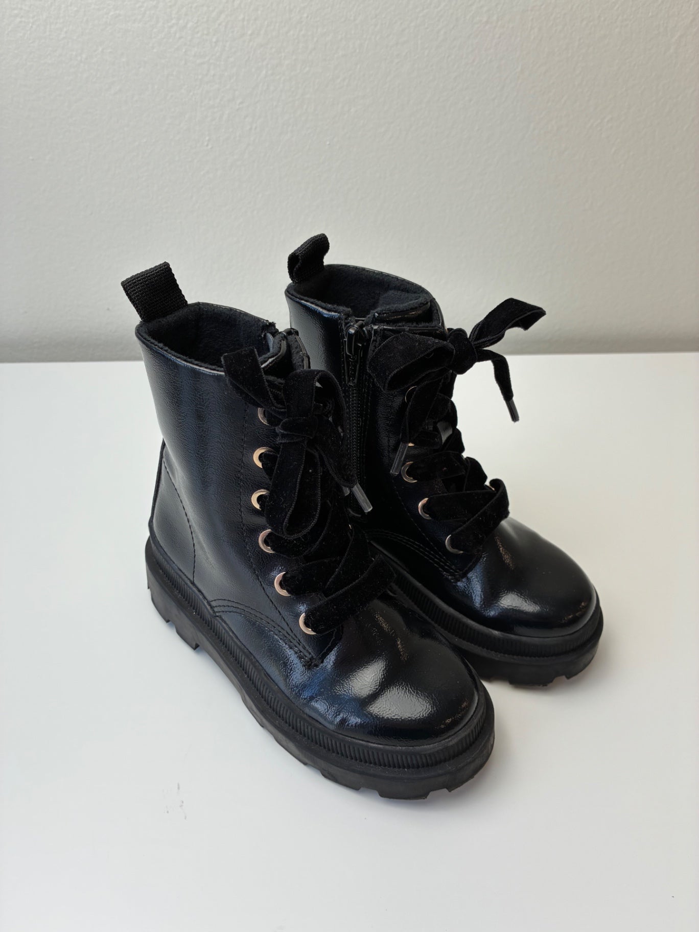 H&M Shoes - Black Leather Boot + Velvet Laces | size Shoe 10