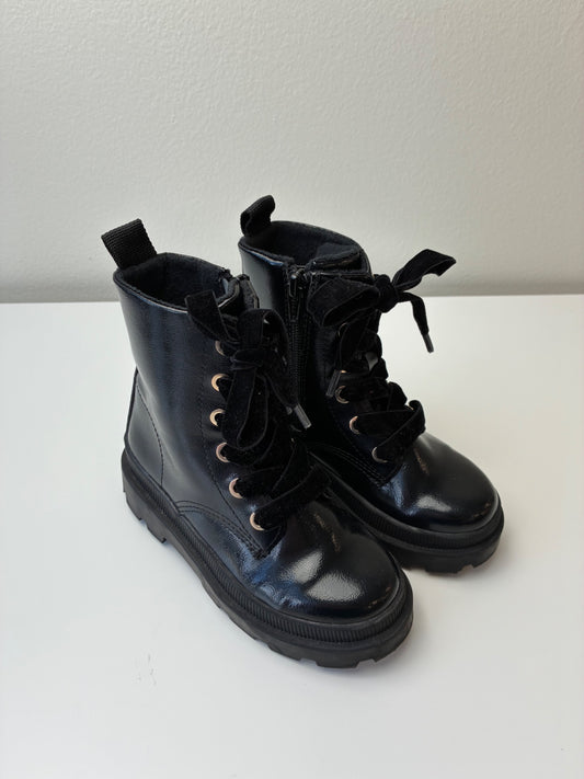 H&M Shoes - Black Leather Boot + Velvet Laces | size Shoe 10