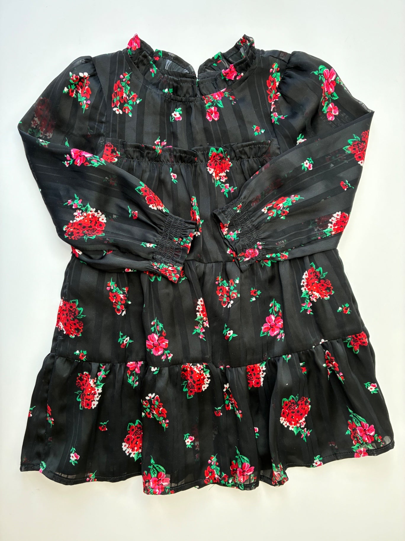 Cat & Jack Dress - Black Floral Striped | size 2T