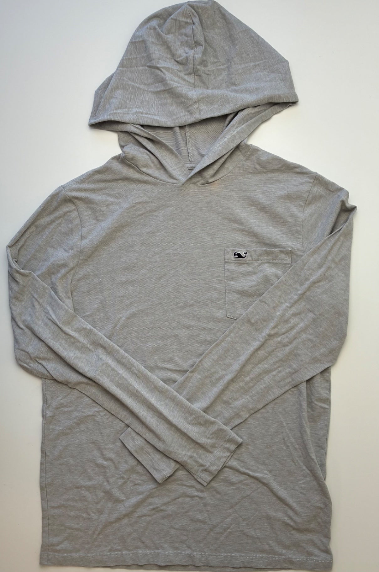 Vineyard Vines Long Sleeve T-Shirt - Gray Edgartown T-Shirt w/ Hood | size 16