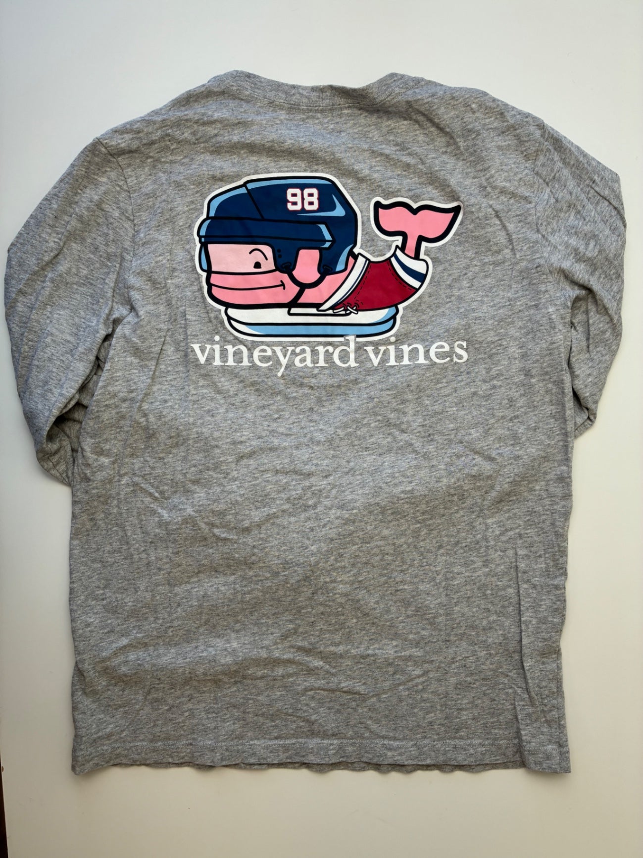 Vineyard Vines Long Sleeve T-Shirt - Gray Hockey Graphic | size 16