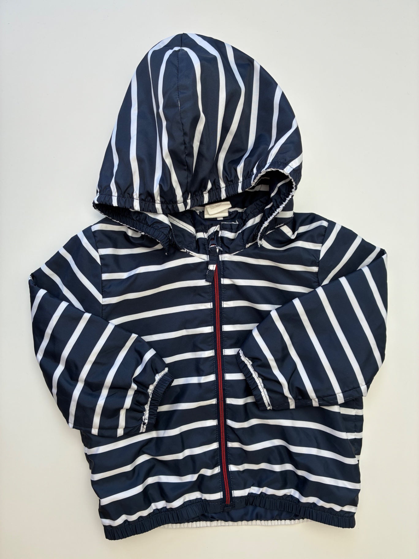 H&M Jacket - Navy Blue Striped Windbreaker | size 6 - 9 Months