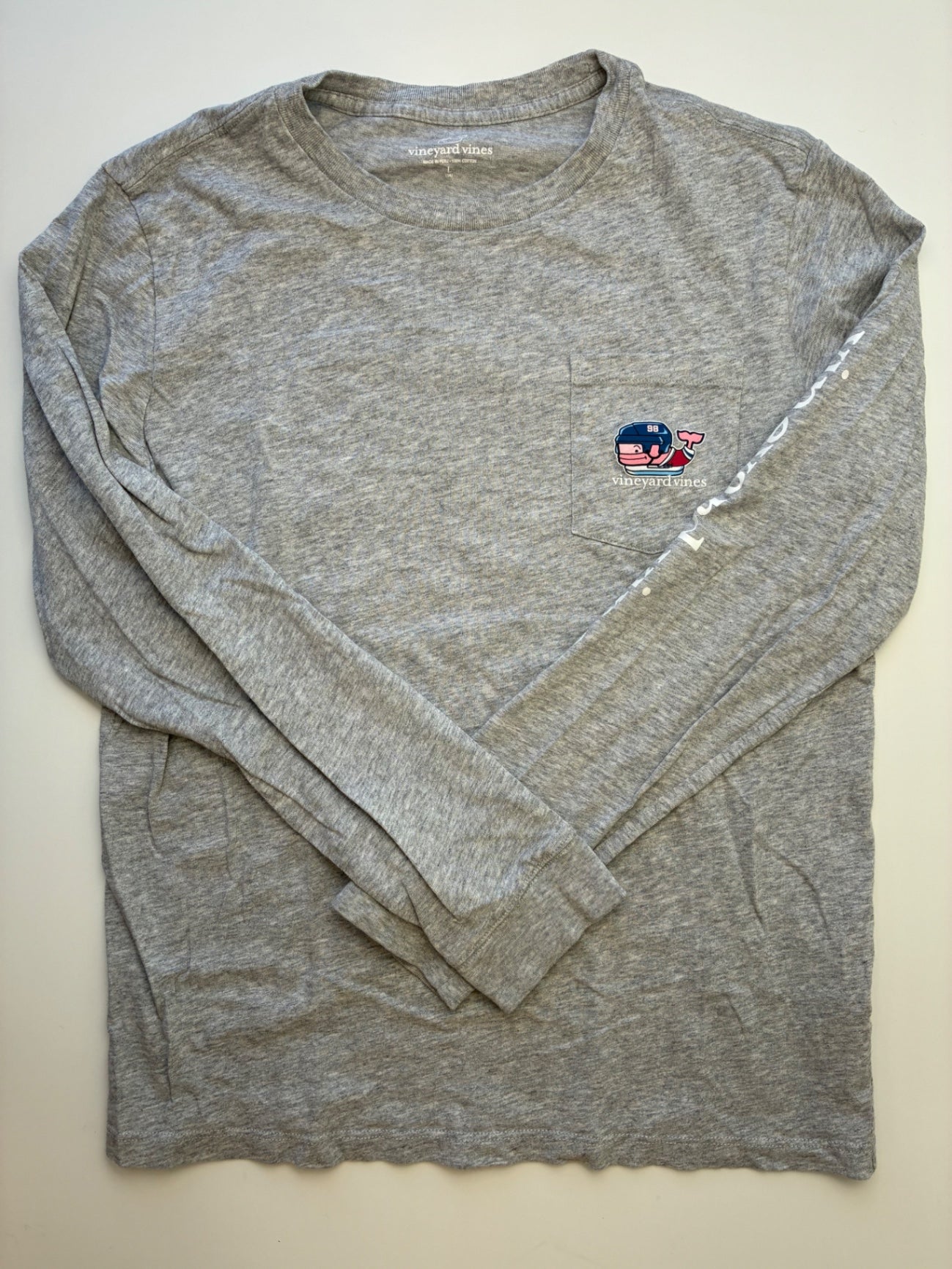 Vineyard Vines Long Sleeve T-Shirt - Gray Hockey Graphic | size 16