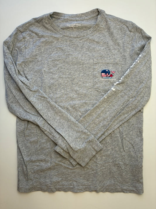 Vineyard Vines Long Sleeve T-Shirt - Gray Hockey Graphic | size 16