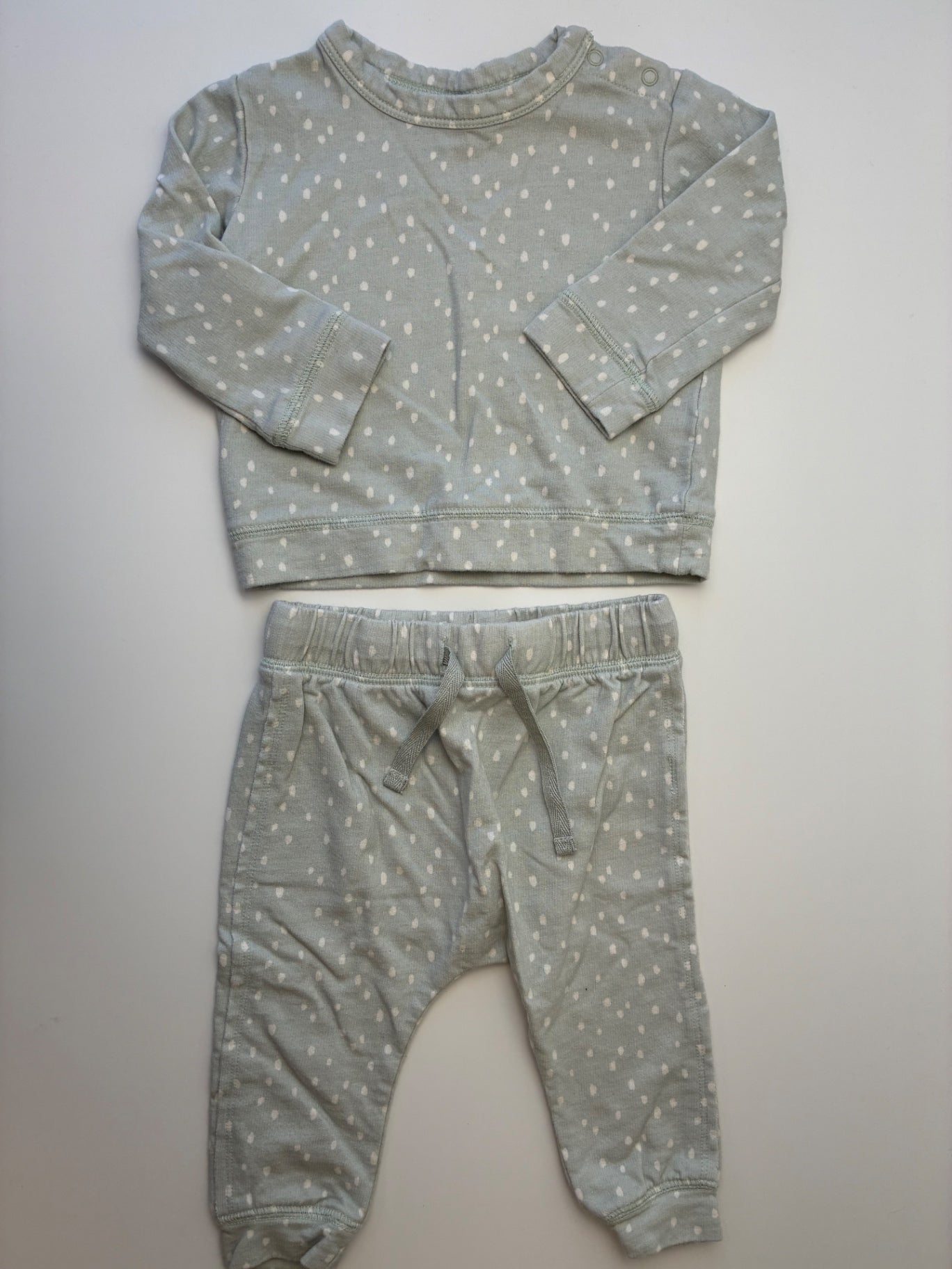 Nordstrom 2 Piece Ensemble - Green Polka Dot Long Sleeve + Leggings | size 12 Months