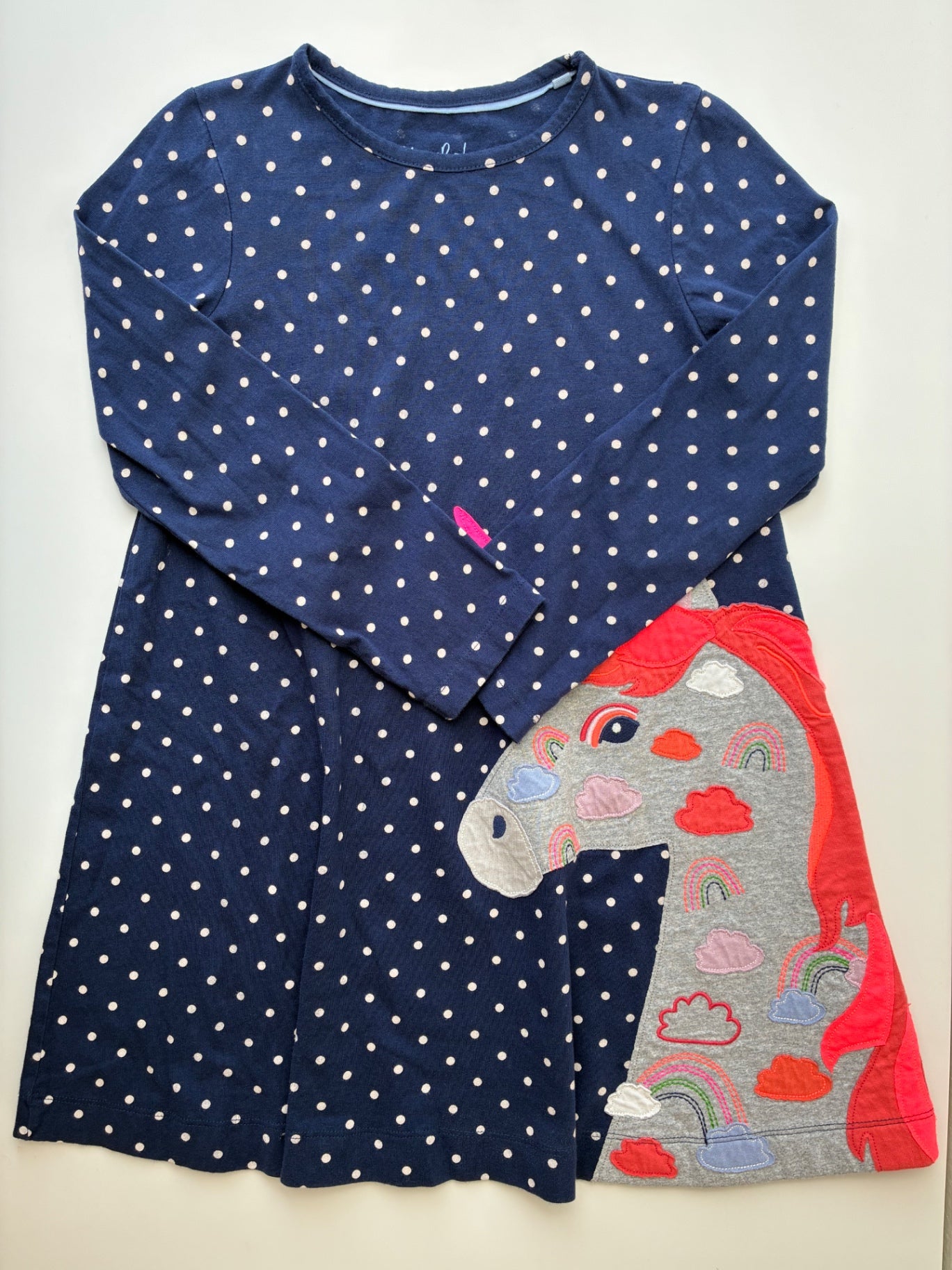 Mini Boden Dress - Navy Blue Unicorn Appliqué | size 7/8
