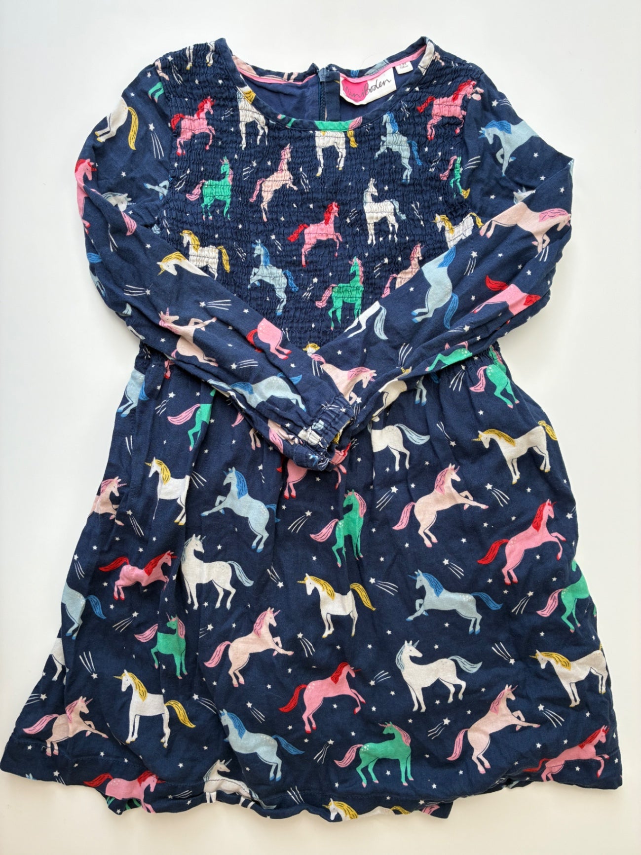 Mini Boden Dress - Navy Blue Unicorns | size 7/8