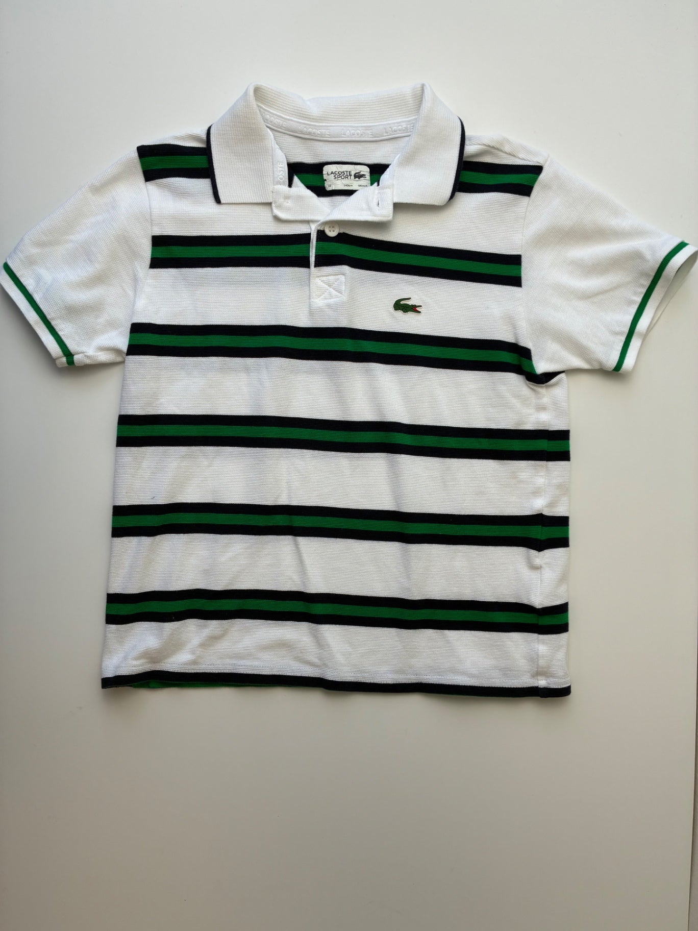 Lacoste Shirt - White 100% Cotton Striped Polo | size 5T/6