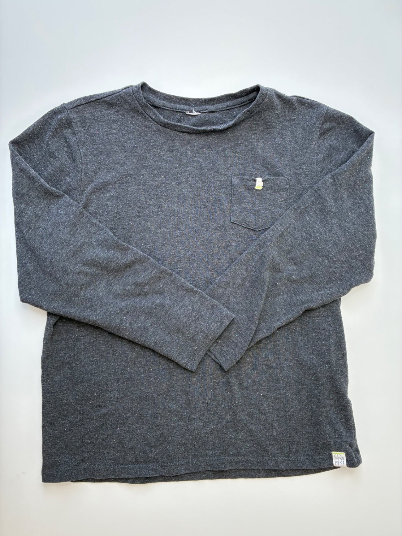 EGG New York Long Sleeve T-Shirt - Gray Rainbow Speckles | size 7