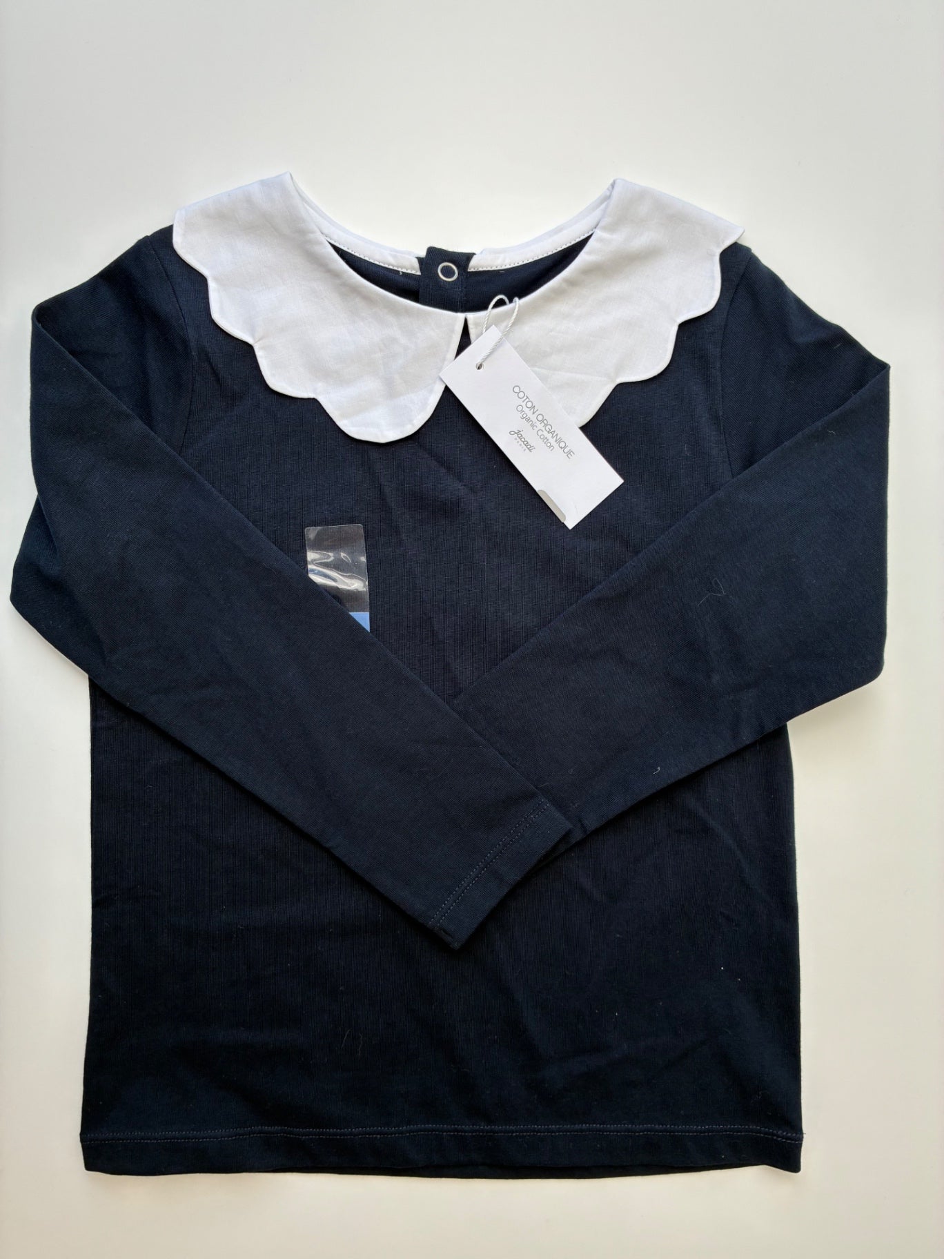 Jacadi Shirt - Navy Blue Scalloped Collar | size 6