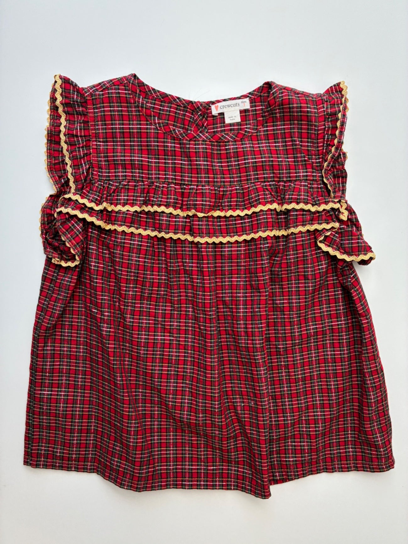 Crewcuts Shirt - Red Holiday Plaid Blouse | size 7
