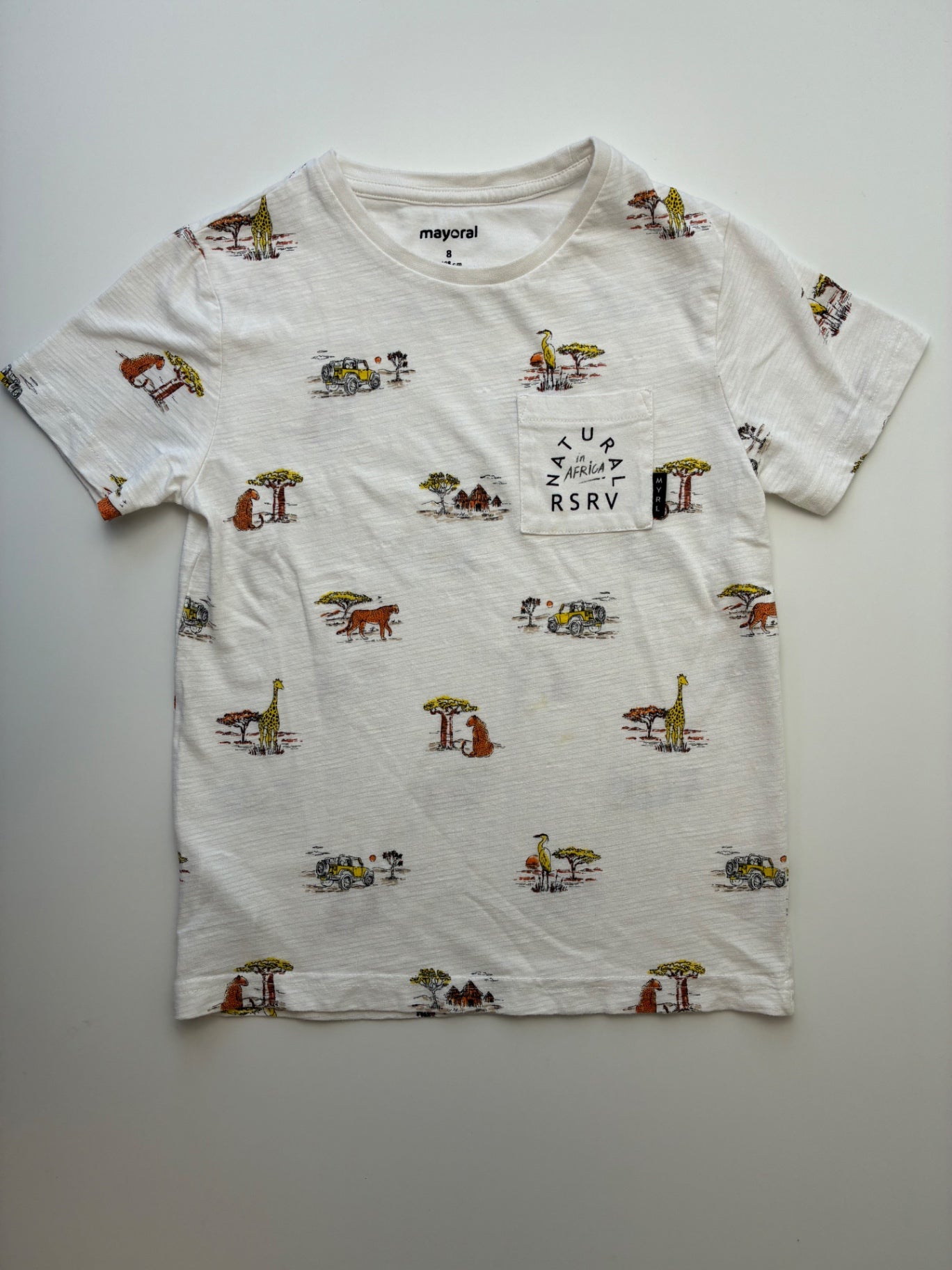 Mayoral T-Shirt - White Safari Print | size 8