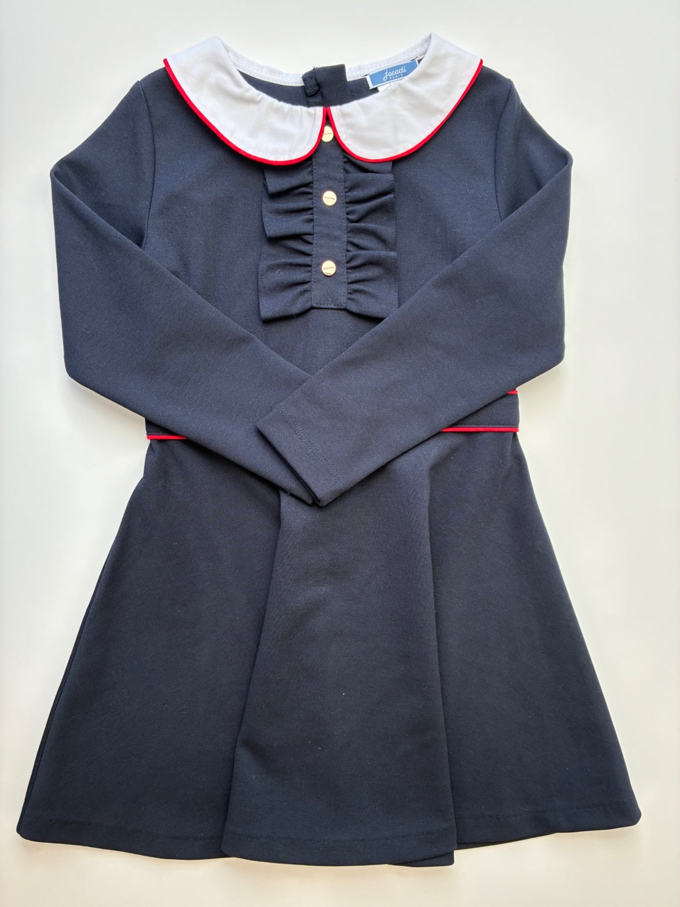 Jacadi Dress - Navy Blue Peter Pan + Ruffle Collar | size 6