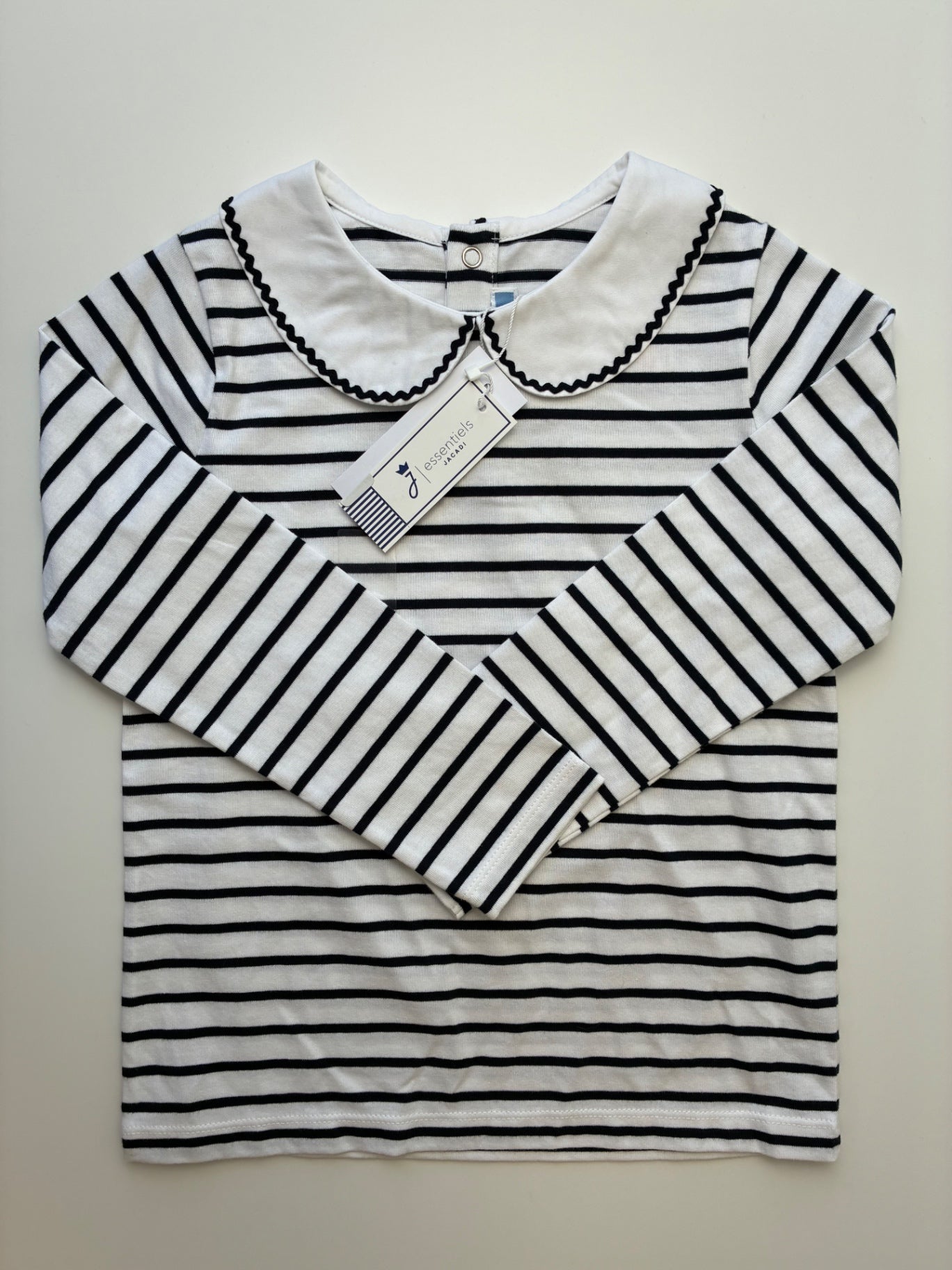 Jacadi Shirt - Navy Blue Striped + Peter Pan Collar | size 6