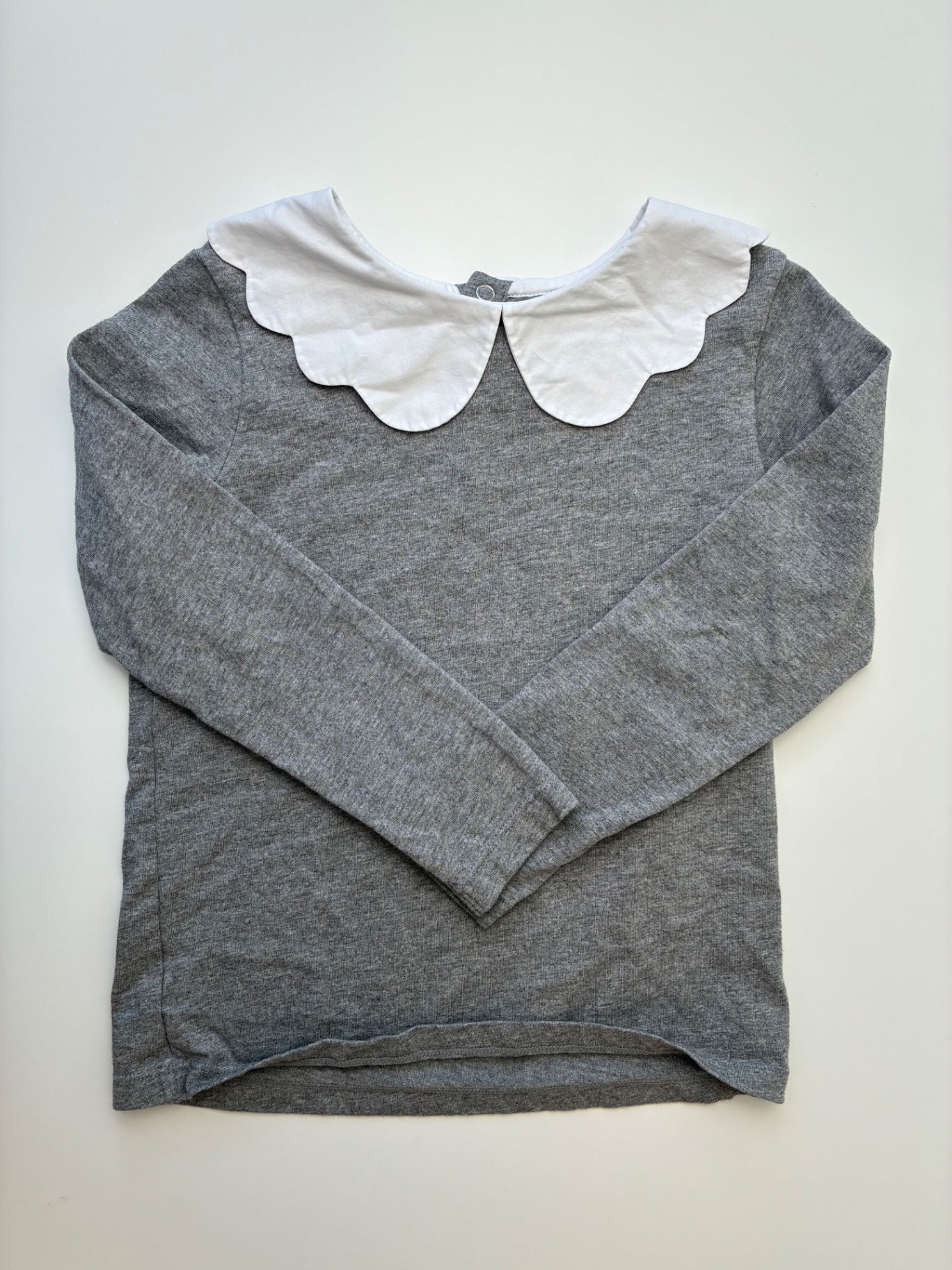 Jacadi Shirt - Gray Scalloped Collar | size 6