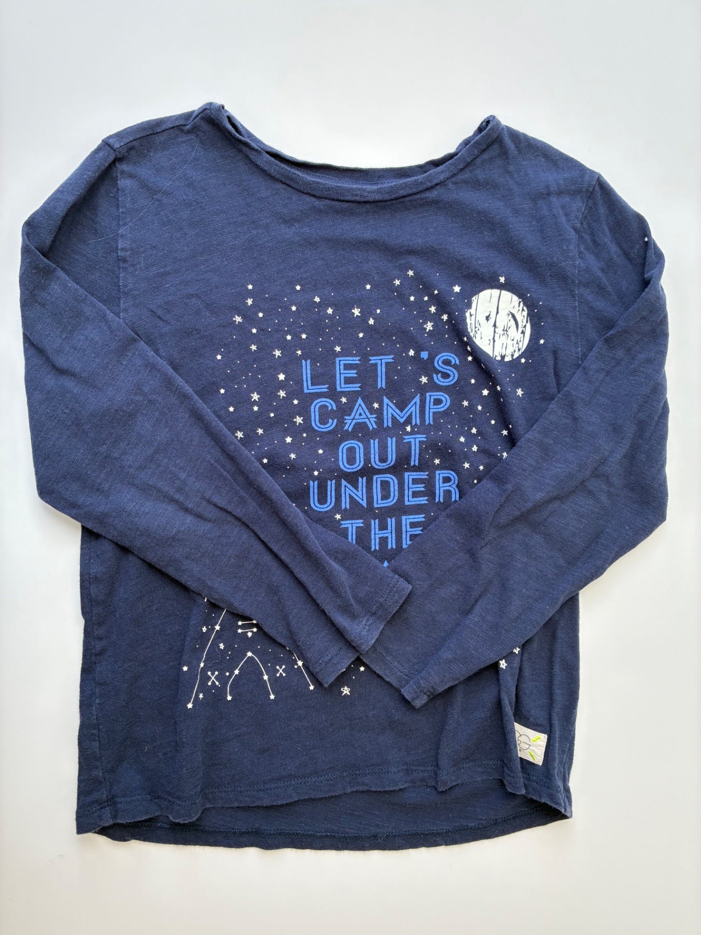 EGG New York Long Sleeve T-Shirt - Navy Blue 'Let's Camp Out' Graphic | size 7